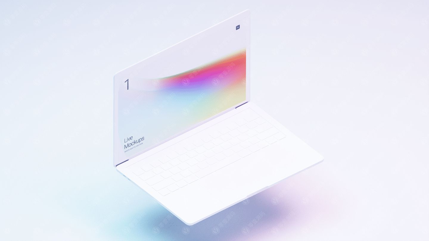 白色macbook白模样机模型素材psd源文件