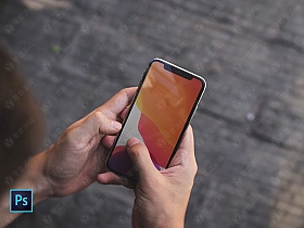 iPhoneX Mockups 手持苹果X手机样机场景模型素材psd源文件
