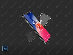 iPhone x Mockups苹果X样机组合手机样机模型素材psd源文件