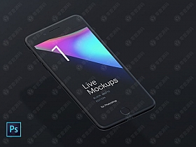 黑色iPhone6灰模手机样机模型素材psd源文件