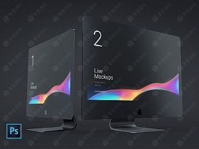 黑色iMac台式电脑样机模型素材psd源文件