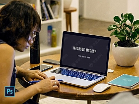 MacBook苹果笔记本电脑场景样机模型素材psd源文件