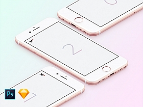 iPhone手机组合展示样机模型素材