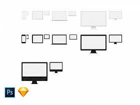 Mac iPhone iPad扁平白模苹果设备样机模型