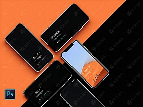 iPhoneX Mockups 苹果X手机样机组合模型素材psd源文件