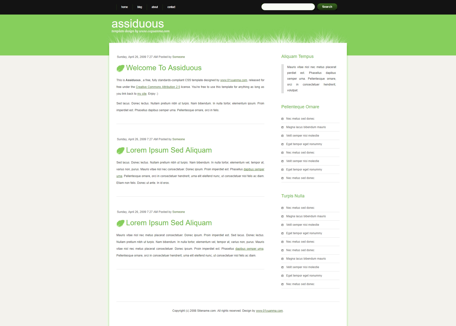 DIV+CSS简单绿色的个人主页网站模板html下载