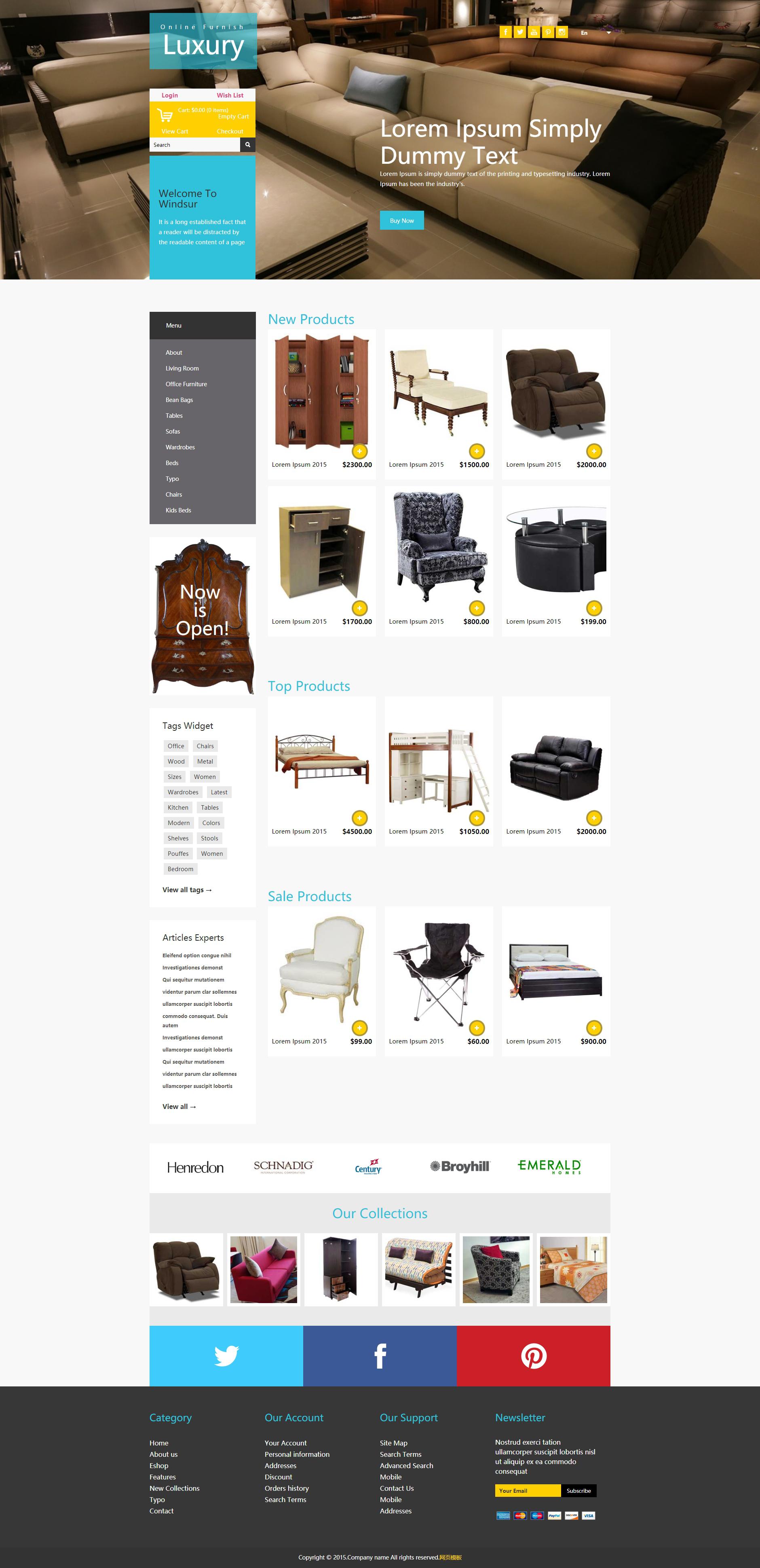 国外黑色的响应式家具商城静态网站模板html下载