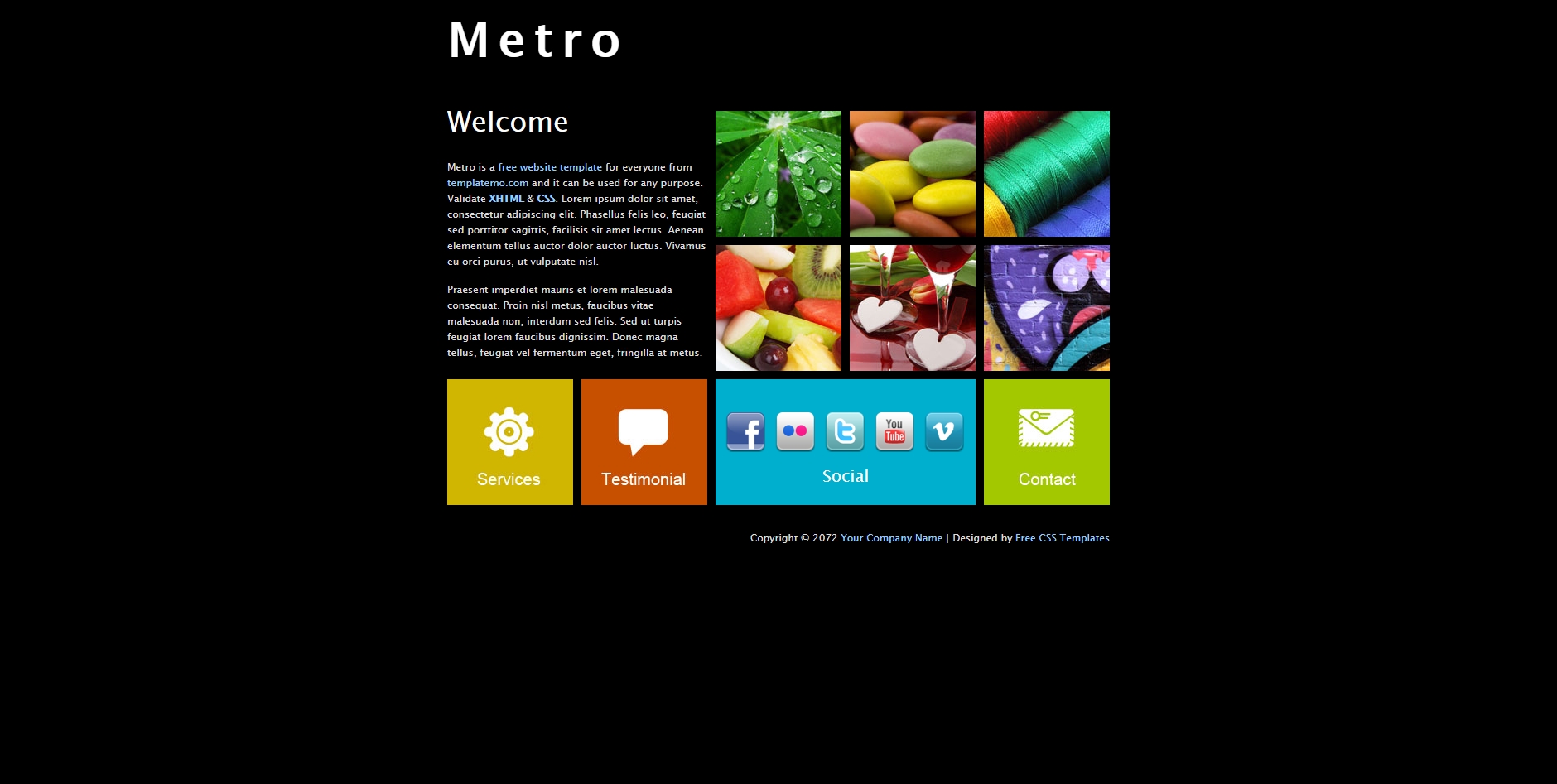 win8风格模板黑色背景metro风格界面网页模板html下载