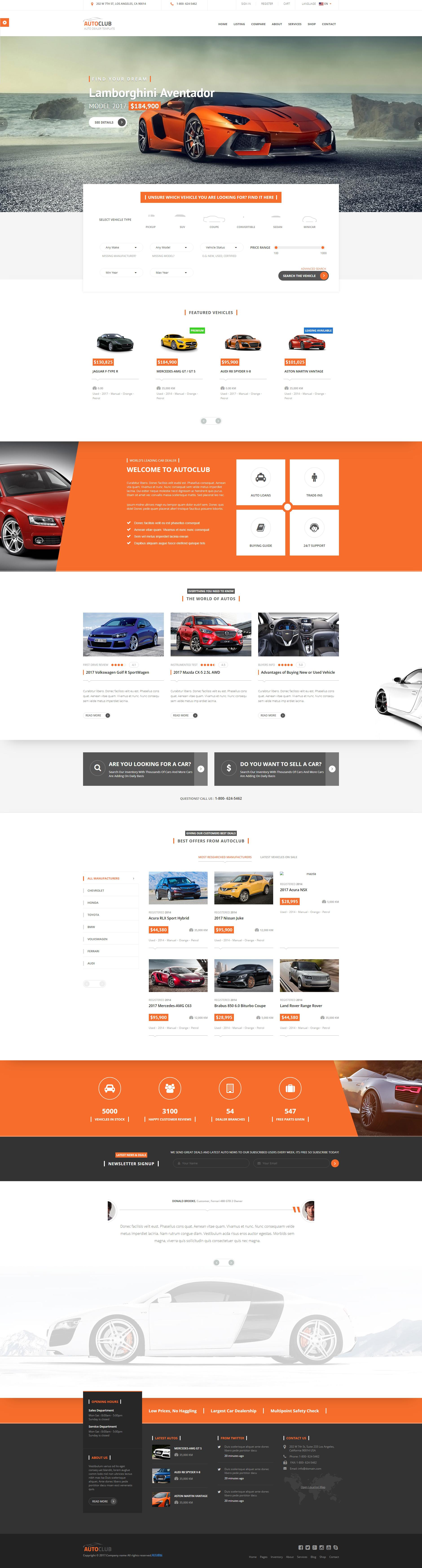 橙色大气的4S店汽车销售网站模板html整站