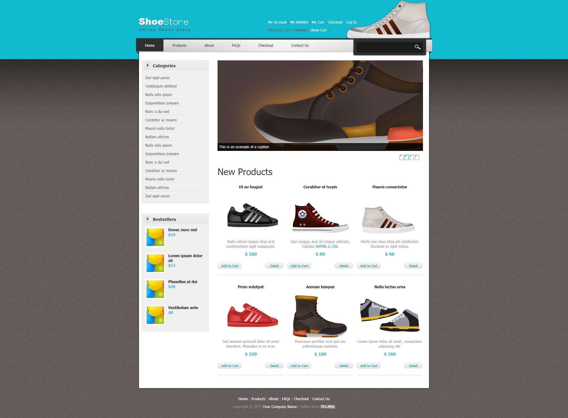 国外时尚鞋子购物商城静态html模板下载