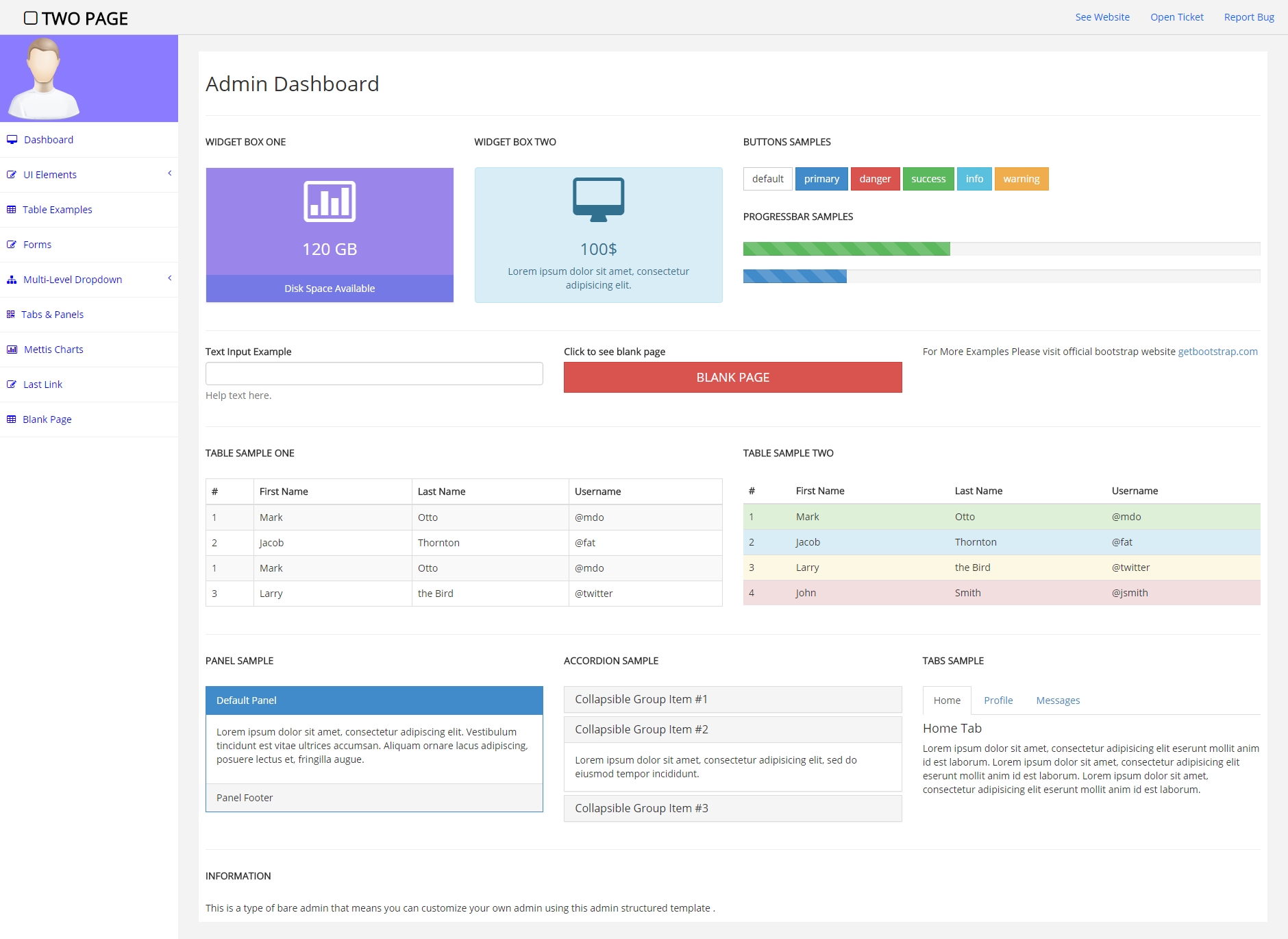 简单的bootstrap admin后台管理html模板下载