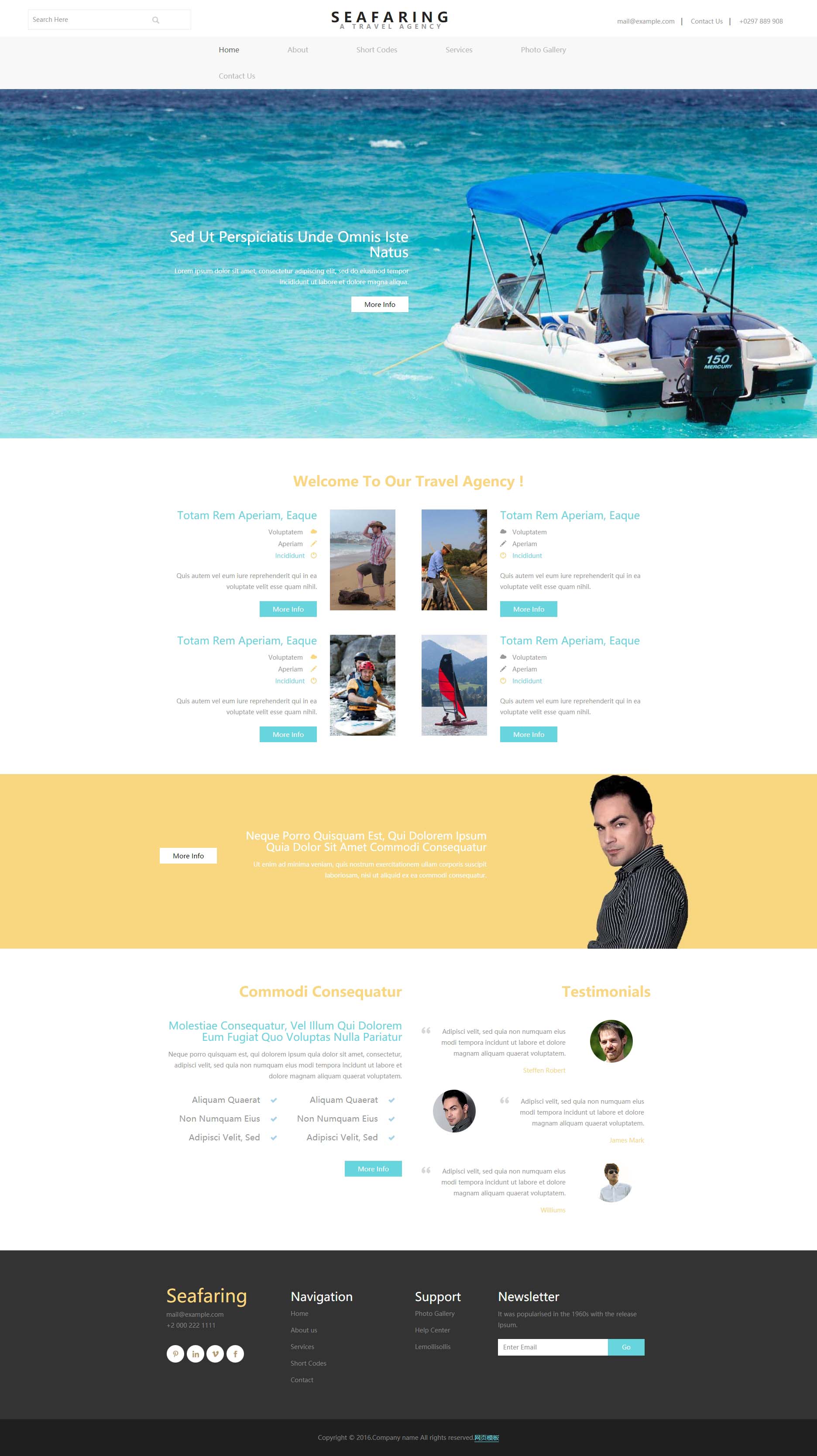 简洁自适应的航海旅行公司网站静态模板