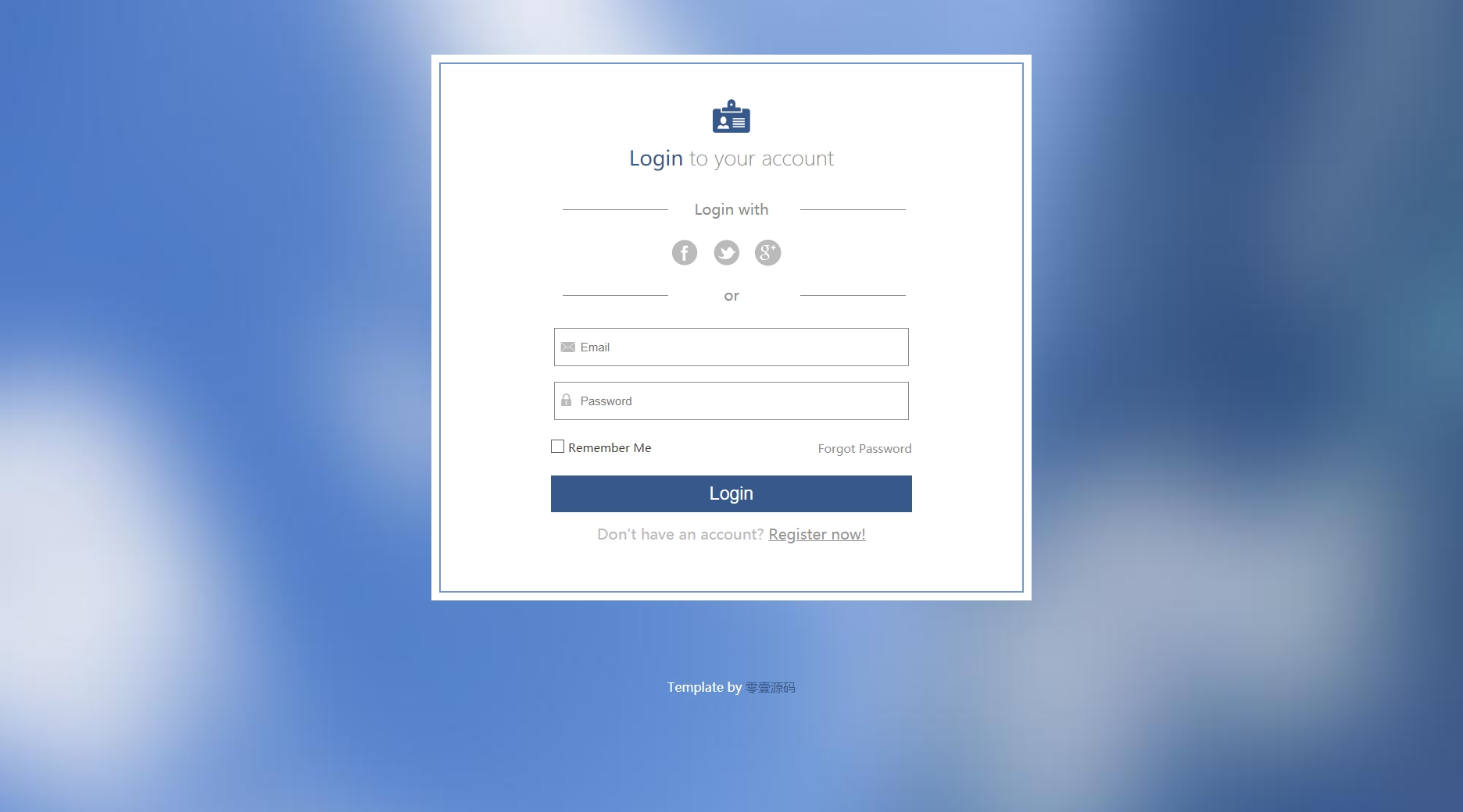 蓝色的用户登录界面模板源码下载