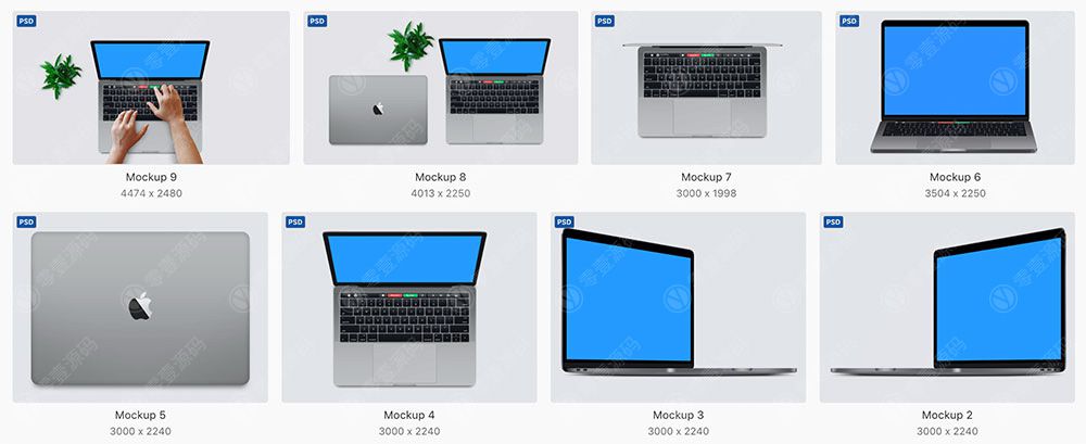 MacBook苹果笔记本电脑样机模型素材psd源文件