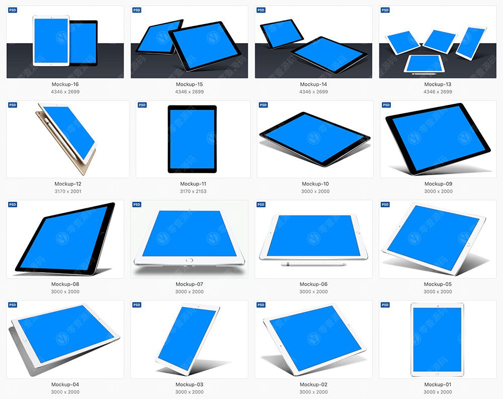 iPad Mockups黑白双色样机模型19组PSD下载
