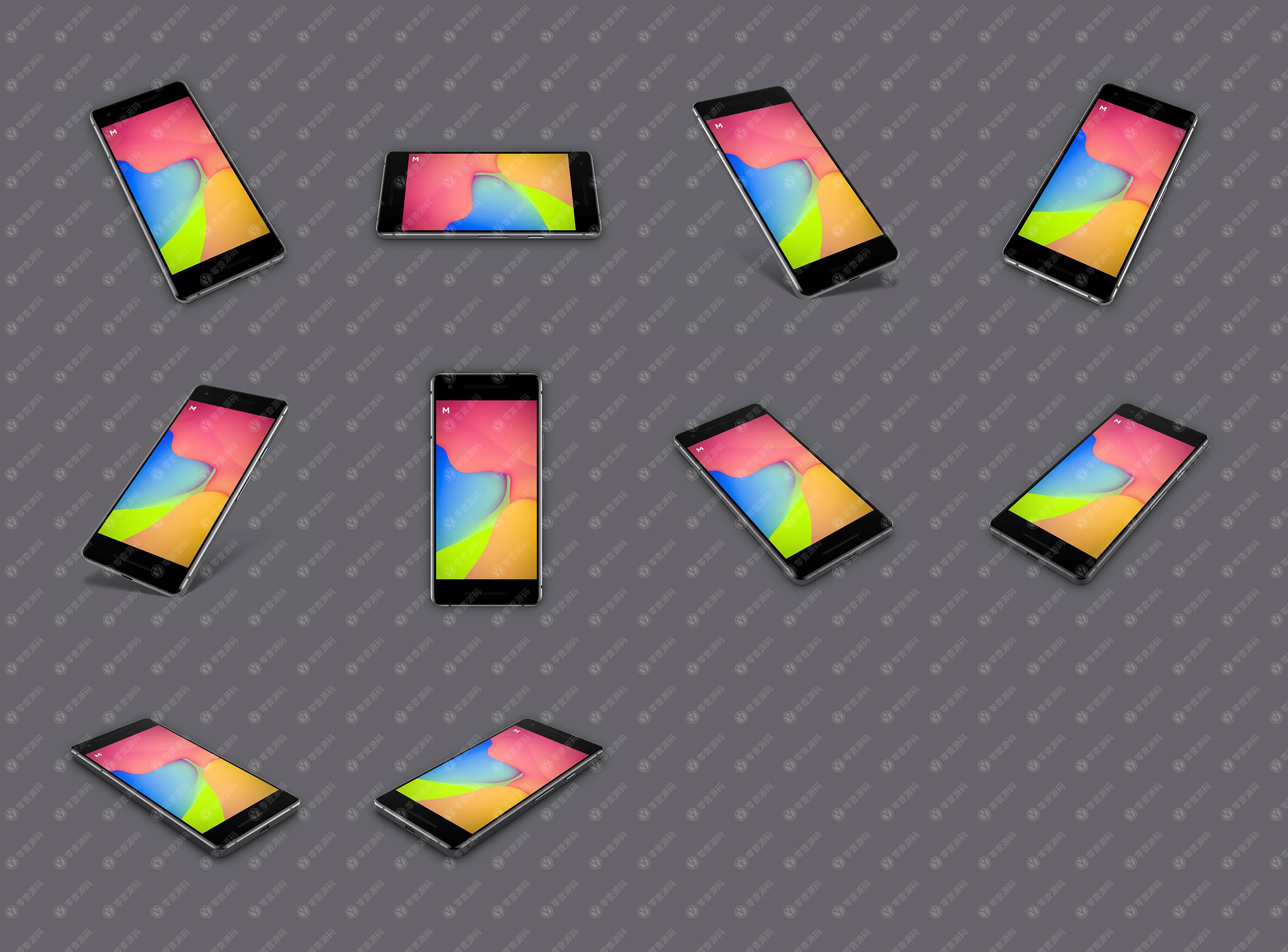 Google Pixel2黑色样机多角度安卓手机模型素材