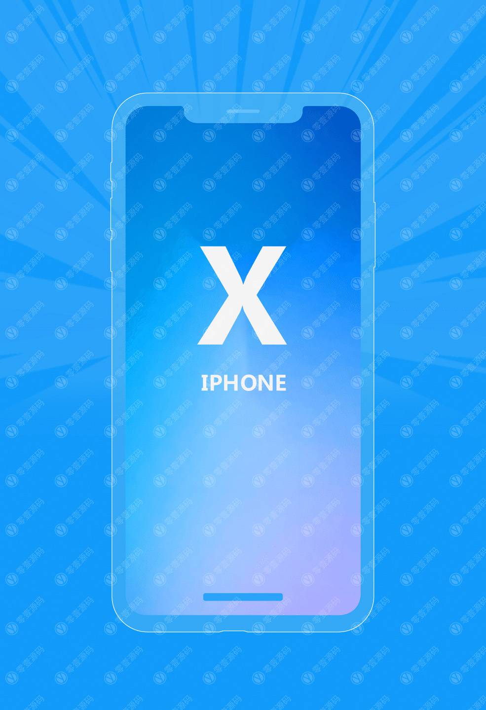 iPhoneX Mockups 蓝色矢量苹果X手机样机模型素材psd源文件